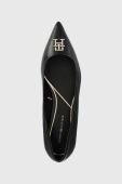 Шкіряні балетки Tommy Hilfiger fw0fw06842 pointy chic ballerina колір чорний