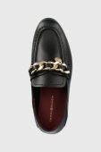 Шкіряні мокасини Tommy Hilfiger CHAIN LOAFER жіночі колір чорний на плоскому ходу