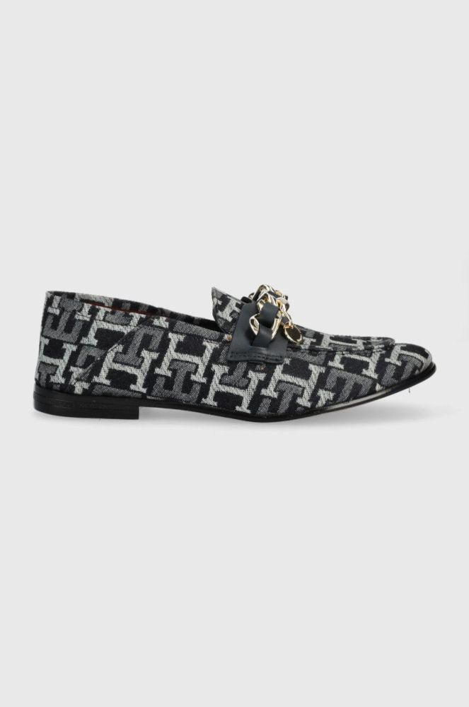 Мокасини Tommy Hilfiger CHAIN LOAFER DENIM жіночі колір синій на плоскому ходу