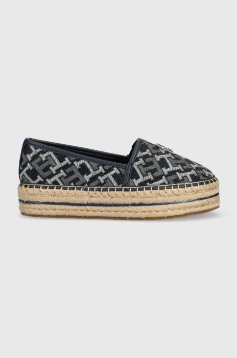 Еспадрилі Tommy Hilfiger TH MONOGRAM DENIM ESPADRILLE колір синій на платформі