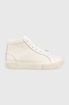 Шкіряні кросівки Tommy Hilfiger Th Monogram Leather Sneaker High колір бежевий Шкіряні кросівки Tommy Hilfiger Th Monogram Leather Sneaker High колір бежевий