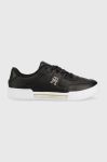 Шкіряні кросівки Tommy Hilfiger Th Prep Court Sneaker колір чорний Шкіряні кросівки Tommy Hilfiger Th Prep Court Sneaker колір чорний