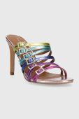 Шкіряні шльопанці Kurt Geiger London Pierra Mule жіночі на шпильці колір барвистий