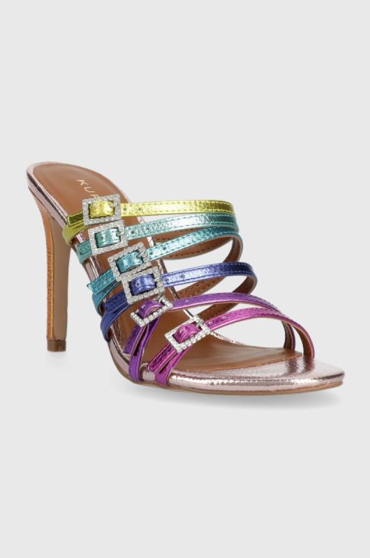 Шкіряні шльопанці Kurt Geiger London Pierra Mule жіночі на шпильці колір барвистий фото 2
