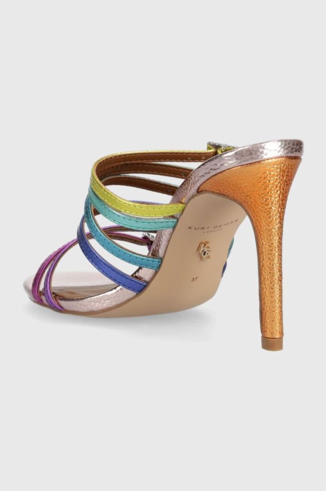 Шкіряні шльопанці Kurt Geiger London Pierra Mule жіночі на шпильці колір барвистий фото 3