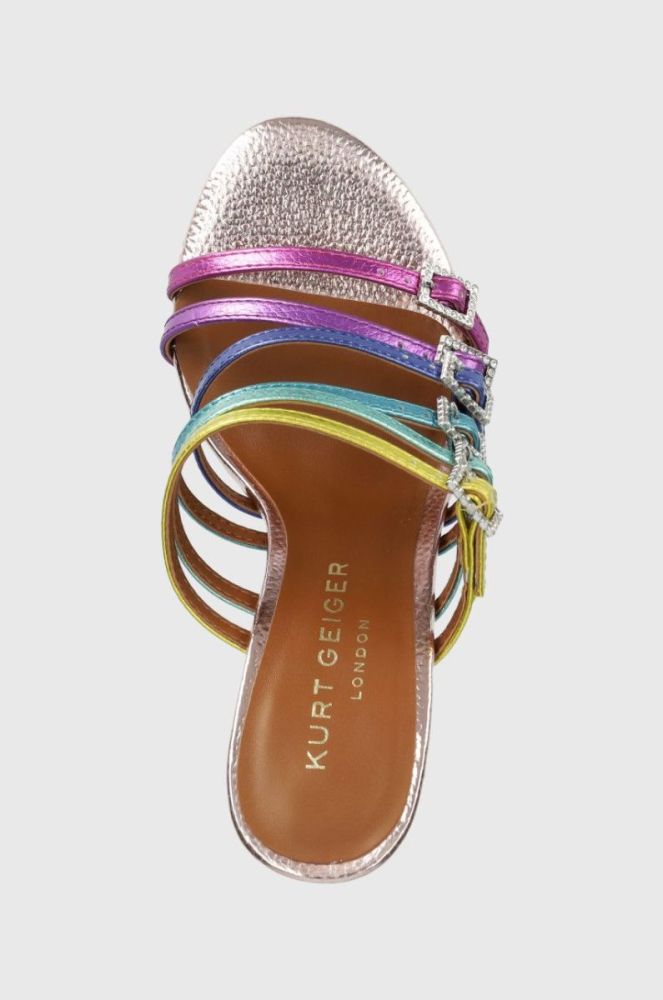 Шкіряні шльопанці Kurt Geiger London Pierra Mule жіночі на шпильці колір барвистий фото 4