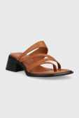 Шкіряні шльопанці Vagabond Shoemakers INES жіночі колір коричневий каблук блок
