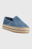 Замшеві еспадрилі Tommy Hilfiger TH SUEDE FLATFORM ESPADRILLE на платформі FW0FW07069 колір блакитний