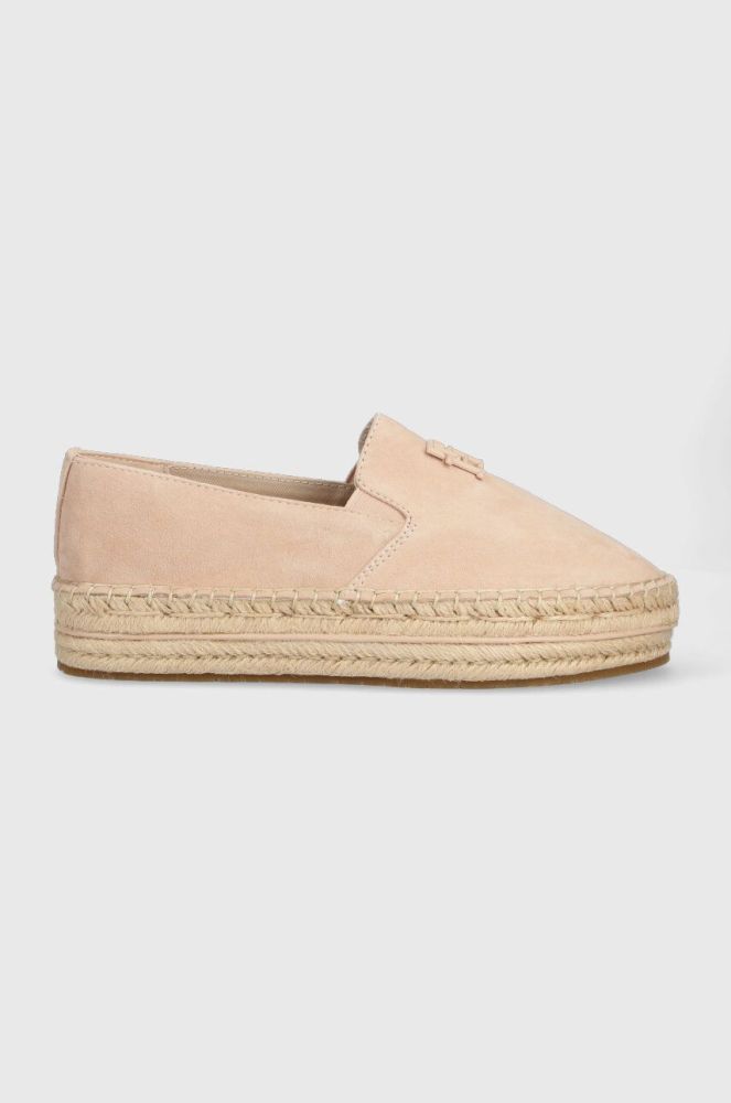 Замшеві еспадрилі Tommy Hilfiger TH SUEDE FLATFORM ESPADRILLE колір бежевий на платформі FW0FW07069