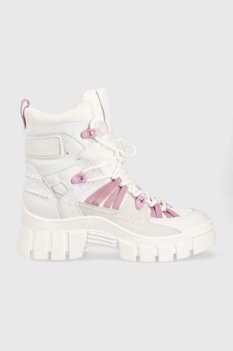 Черевики Guess Haler жіночі колір білий на платформі FL5HLR FAB10 WHITE Черевики Guess Haler жіночі колір білий на платформі FL5HLR FAB10 WHITE