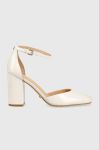 Шкіряні туфлі Guess Kiella колір бежевий каблук блок FL5KIE PAT03 CREAM Шкіряні туфлі Guess Kiella колір бежевий каблук блок FL5KIE PAT03 CREAM
