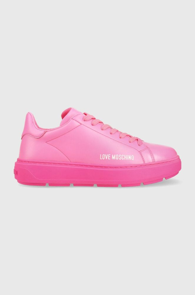Шкіряні кросівки Love Moschino Sneakerd Bold 40 колір рожевий JA15304G1G