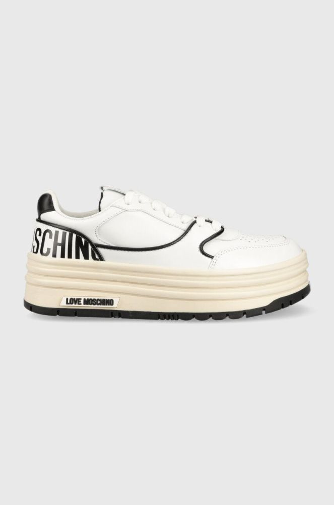 Шкіряні кросівки Love Moschino Sneakerd Basket 60 колір білий JA15426G1G