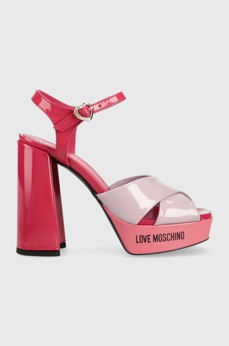 Шкіряні сандалі Love Moschino San Lod Quadra 120 колір рожевий JA1605CG1G