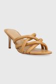 Шкіряні шльопанці Lauren Ralph Lauren 802891403002 жіночі колір бежевий на шпильці