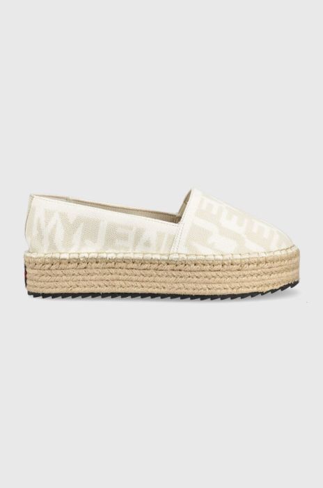 Еспадрилі Tommy Jeans LOGOMANIA ESPADRILLE колір бежевий на платформі EN0EN02079