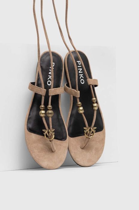 Замшеві сандалі Pinko Elodie жіночі колір бежевий 100860 A0N8 D18