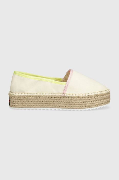 Еспадрилі Tommy Jeans FLATFORM ESPADRILLE колір бежевий на платформі EN0EN02078