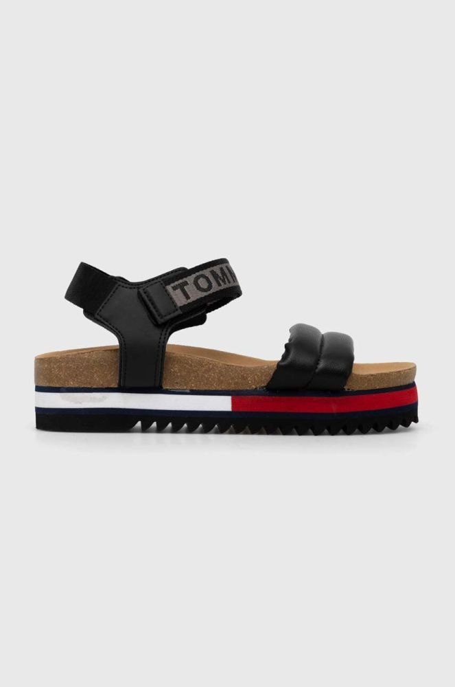 Сандалі Tommy Jeans FLAG OUTSOLE SANDAL жіночі колір чорний на платформі EN0EN02122