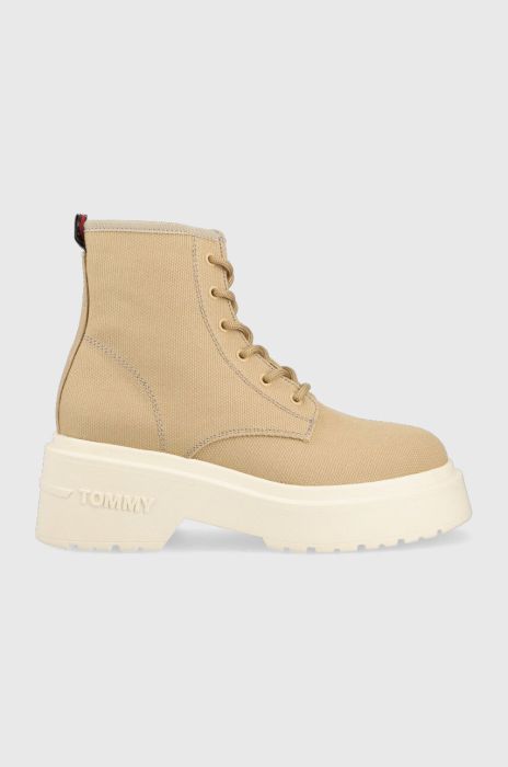 Кеди Tommy Jeans LACE UP FESTIV BOOTS жіночі колір бежевий  EN0EN02133