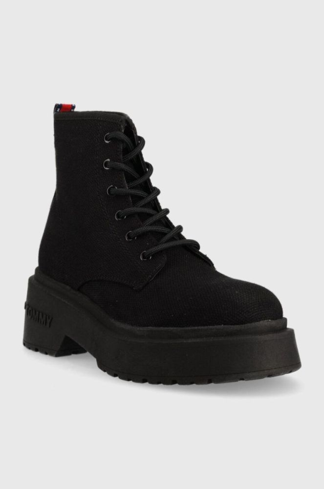 Кеди Tommy Jeans LACE UP FESTIV BOOTS жіночі колір чорний  EN0EN02133 фото 2