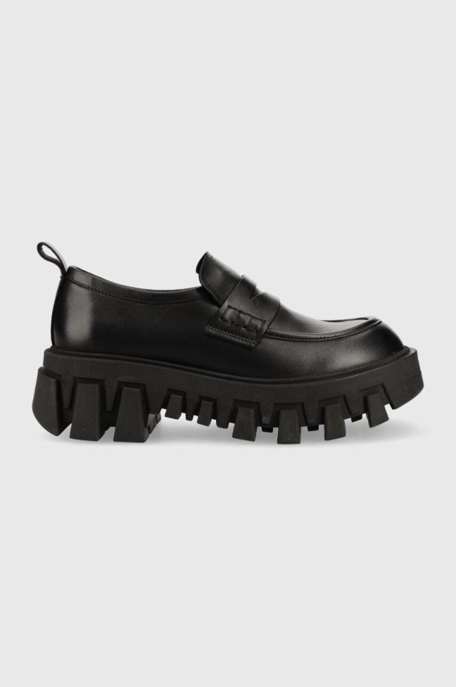 Шкіряні мокасини Tommy Jeans CHUNKY LOAFER LTHER жіночі колір чорний на платформі EN0EN02177