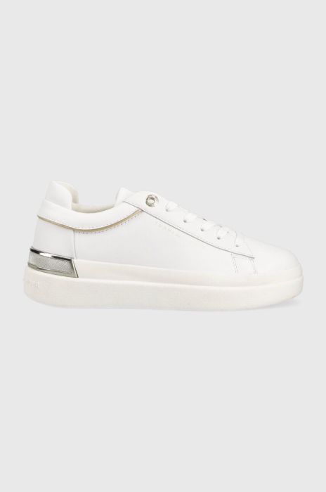 Шкіряні кросівки Tommy Hilfiger LUX METALLIC CUPSOLE SNEAKER колір білий FW0FW07030