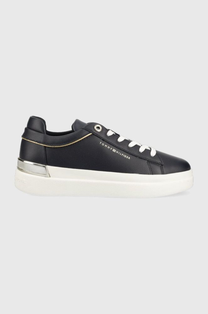 Шкіряні кросівки Tommy Hilfiger LUX METALLIC CUPSOLE SNEAKER колір синій FW0FW07030