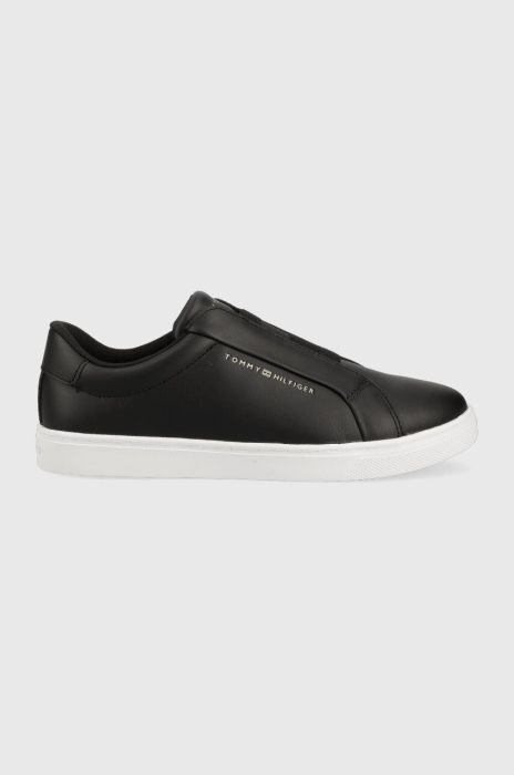 Шкіряні кеди Tommy Hilfiger ELASTIC SLIP ON SNEAKER жіночі колір чорний FW0FW07032
