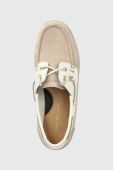 Замшеві мокасини Tommy Hilfiger TH BOAT SHOE жіночі колір бежевий на плоскому ходу FW0FW07066