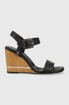 Сандалі Tommy Hilfiger HARDWARE WEDGE SANDAL жіночі колір чорний на танкетці FW0FW07074