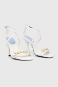 Шкіряні сандалі Tommy Hilfiger TH CHAIN FEMININE HEEL SANDAL колір білий