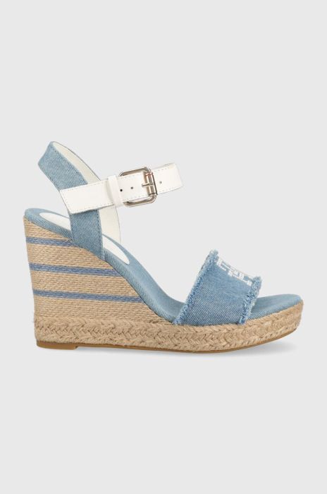 Сандалі Tommy Hilfiger DENIM WEDGE SANDAL жіночі на танкетці FW0FW07079 колір блакитний