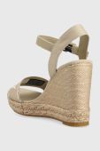 Сандалі Tommy Hilfiger SEASONAL WEBBING WEDGE жіночі колір бежевий на платформі FW0FW07088