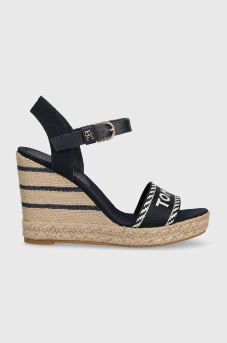 Сандалі Tommy Hilfiger SEASONAL WEBBING WEDGE жіночі колір синій на платформі FW0FW07088