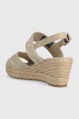 Сандалі Tommy Hilfiger SEASONAL WEBBING MID WEDGE жіночі колір бежевий на танкетці FW0FW07091