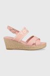 Сандалі Tommy Hilfiger SEASONAL WEBBING MID WEDGE жіночі колір рожевий на танкетці FW0FW07091 Сандалі Tommy Hilfiger SEASONAL WEBBING MID WEDGE жіночі колір рожевий на танкетці FW0FW07091