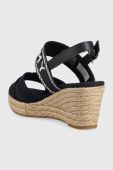 Сандалі Tommy Hilfiger SEASONAL WEBBING MID WEDGE жіночі колір синій на танкетці FW0FW07091