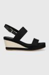 Сандалі Tommy Hilfiger ROPE WEBBING MID WEDGE жіночі колір чорний на танкетці FW0FW07092 Сандалі Tommy Hilfiger ROPE WEBBING MID WEDGE жіночі колір чорний на танкетці FW0FW07092
