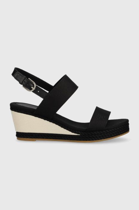 Сандалі Tommy Hilfiger ROPE WEBBING MID WEDGE жіночі колір чорний на танкетці FW0FW07092