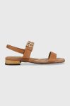 Шкіряні сандалі Tommy Hilfiger HARDWARE FLAT SANDAL жіночі колір коричневий FW0FW07094 Шкіряні сандалі Tommy Hilfiger HARDWARE FLAT SANDAL жіночі колір коричневий FW0FW07094