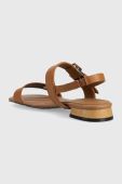 Шкіряні сандалі Tommy Hilfiger HARDWARE FLAT SANDAL жіночі колір коричневий FW0FW07094