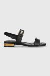 Шкіряні сандалі Tommy Hilfiger HARDWARE FLAT SANDAL жіночі колір чорний FW0FW07094 Шкіряні сандалі Tommy Hilfiger HARDWARE FLAT SANDAL жіночі колір чорний FW0FW07094