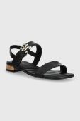 Шкіряні сандалі Tommy Hilfiger HARDWARE FLAT SANDAL жіночі колір чорний FW0FW07094
