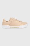 Шкіряні кросівки Tommy Hilfiger COURT SNEAKER GOLDEN TH колір бежевий FW0FW07116 Шкіряні кросівки Tommy Hilfiger COURT SNEAKER GOLDEN TH колір бежевий FW0FW07116