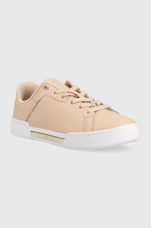 Шкіряні кросівки Tommy Hilfiger COURT SNEAKER GOLDEN TH колір бежевий FW0FW07116 фото 2