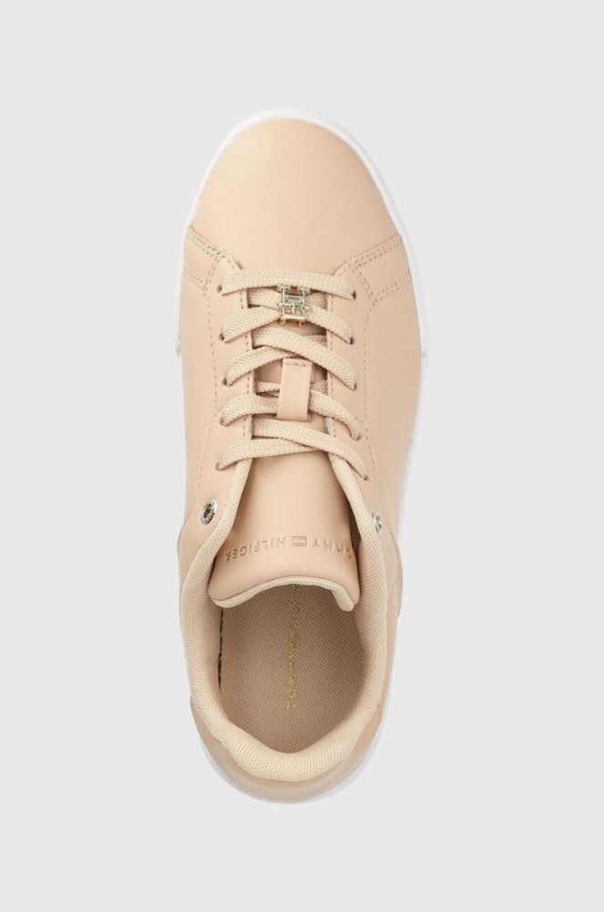 Шкіряні кросівки Tommy Hilfiger COURT SNEAKER GOLDEN TH колір бежевий FW0FW07116 фото 4