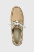 Шкіряні мокасини Tommy Hilfiger PREMIUM CLEATED W BOAT SHOE жіночі колір бежевий на плоскому ходу FW0FW07128