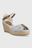 Сандалі Tommy Hilfiger HIGH WEDGE SEERSUCKER жіночі на танкетці FW0FW07158 колір блакитний