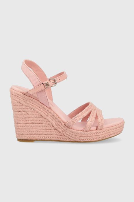 Сандалі Tommy Hilfiger ESSENTIAL WEDGE SANDAL жіночі колір рожевий на танкетці FW0FW07159